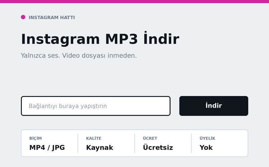 Instagram MP3 İndir arayüzü