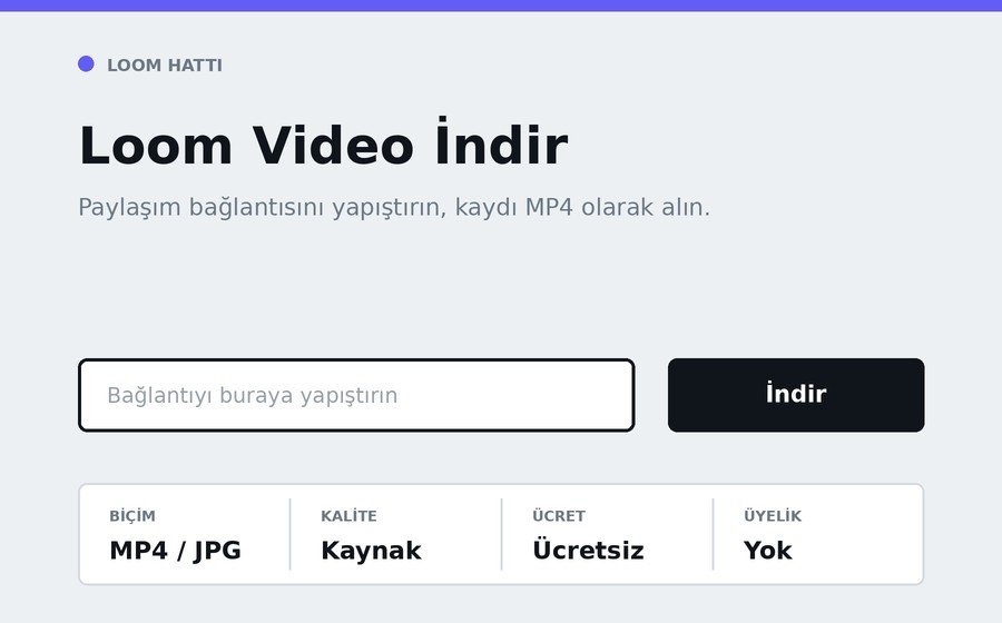 Loom Video İndir arayüzü