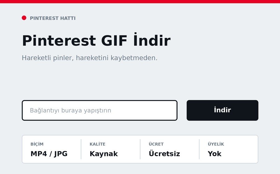 Pinterest GIF İndir arayüzü