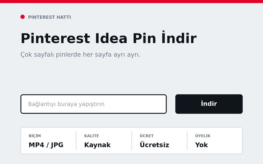 Pinterest Idea Pin İndir arayüzü