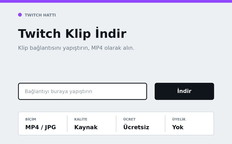 Twitch Klip İndir arayüzü