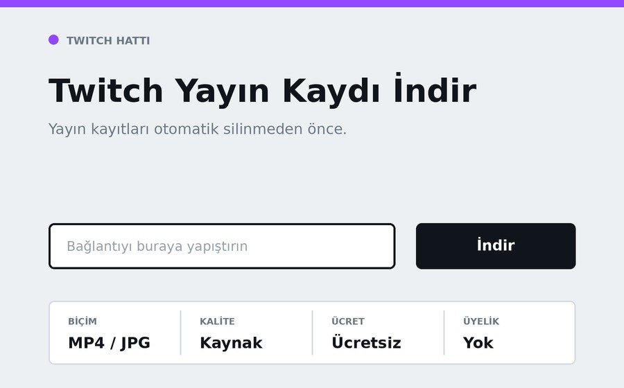 Twitch Yayın Kaydı İndir arayüzü