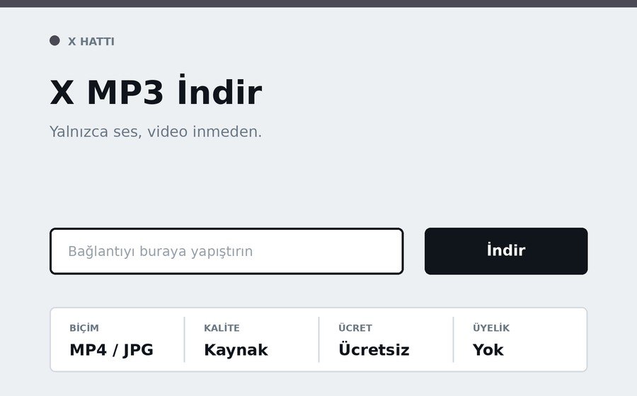 X MP3 İndir arayüzü
